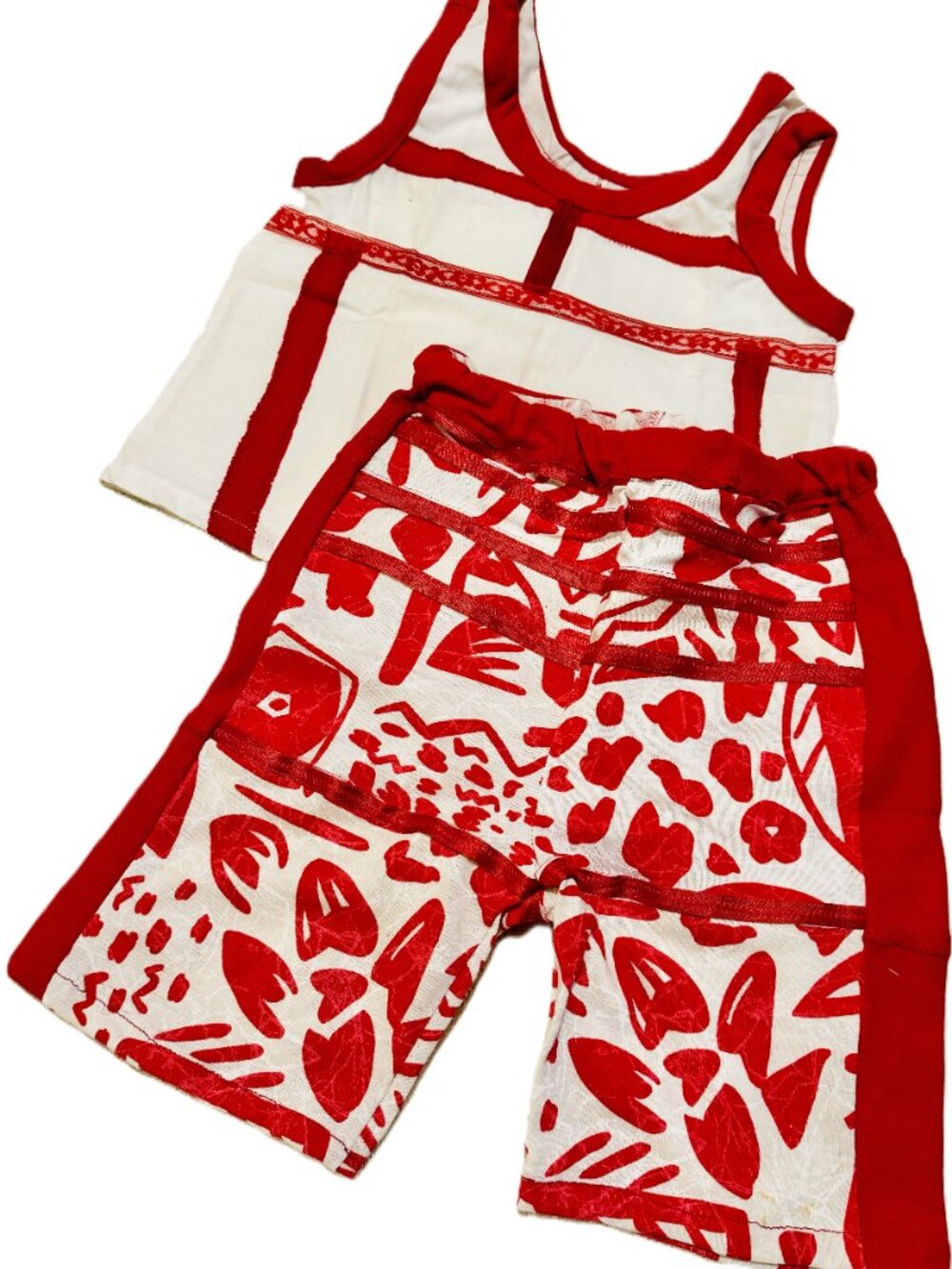 Red and White Kid's Capri Set - Handmade